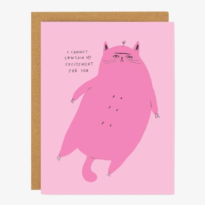 A pink card with dark pink grumpy cat saying 
