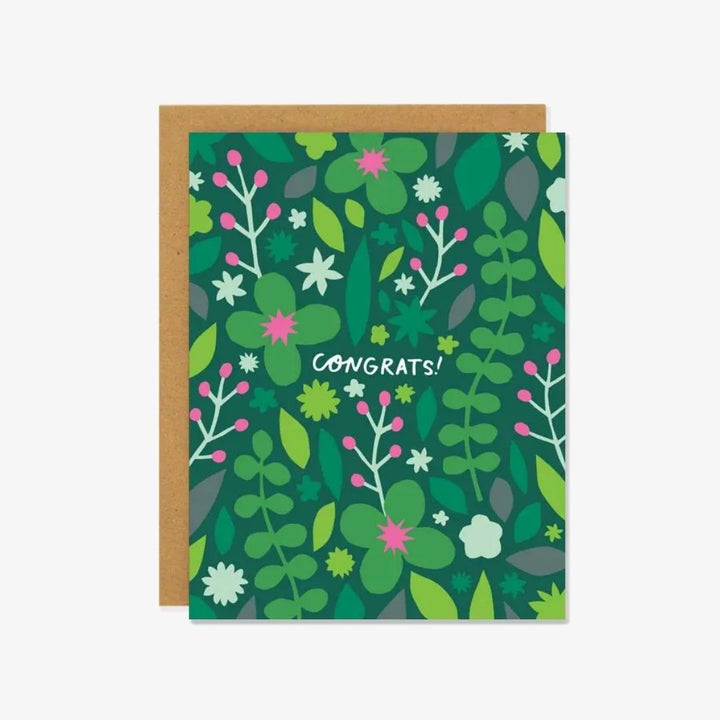 Green Flower Congratulations Card