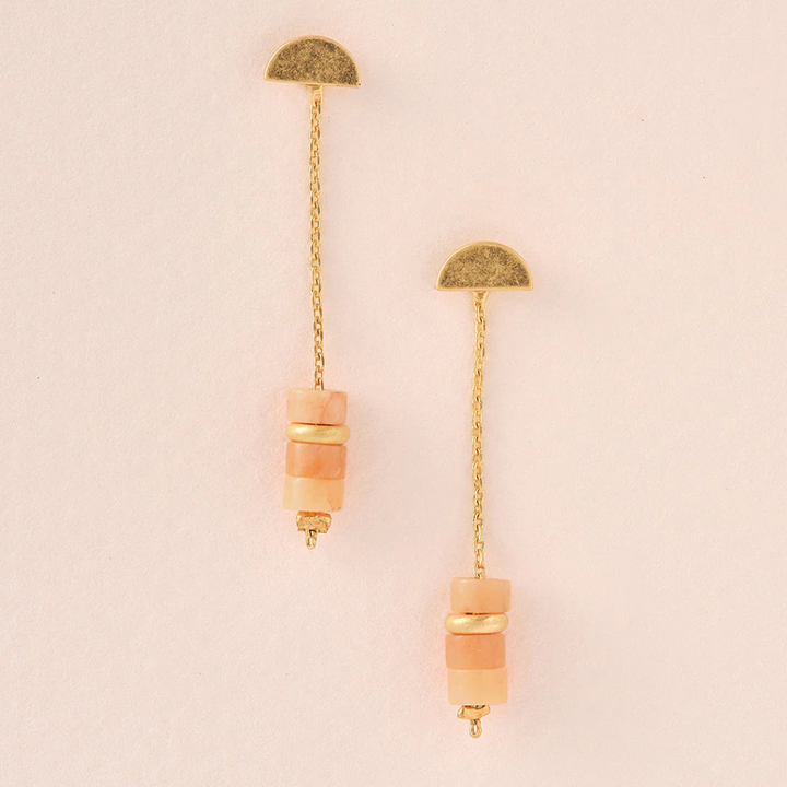 Stone Meteor Earrings / Sunstone & Gold