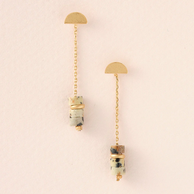 Stone Meteor Earrings / Dalmatian Jasper & Gold
