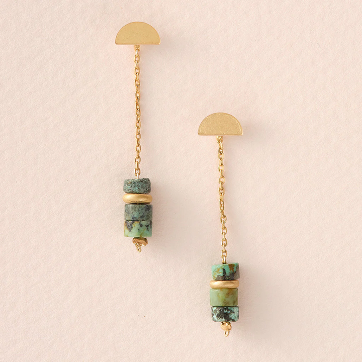 Stone Meteor Earrings / African Turquoise & Gold