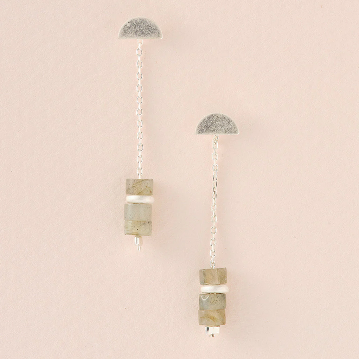 Stone Meteor Earrings / Labradorite & Silver