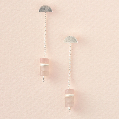 Stone Meteor Earrings / Rose Quartz & Silver