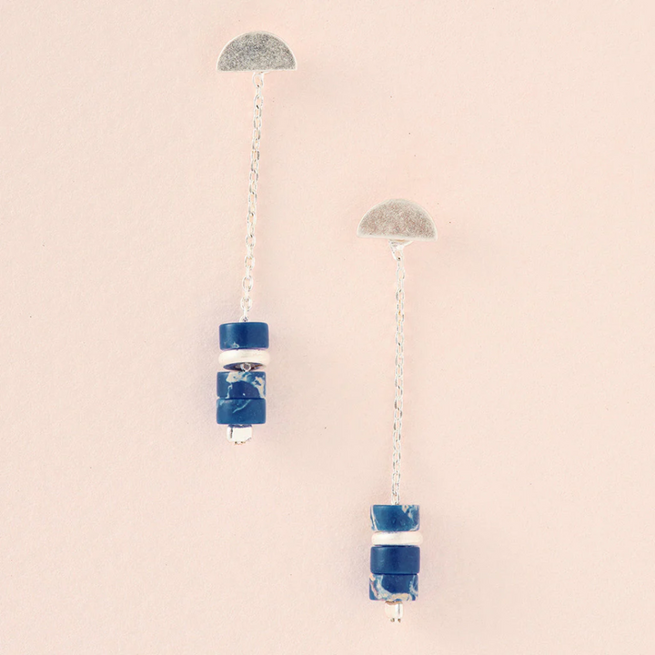 Stone Meteor Earrings / Lapis & Silver