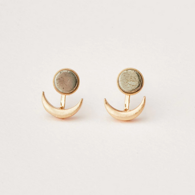 Moon Phase Ear Jacket / Pyrite & Gold