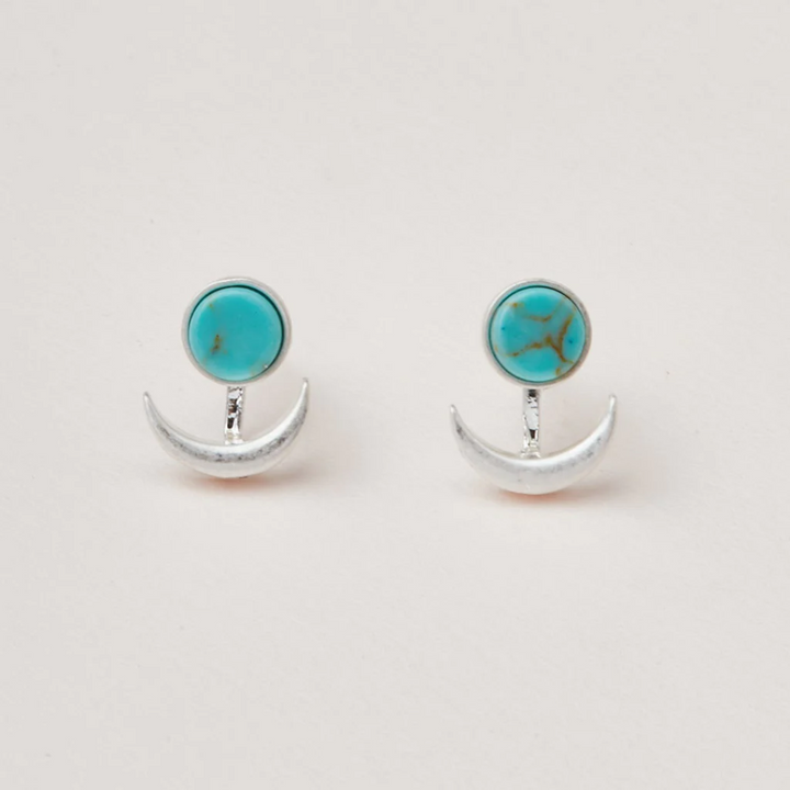 Moon Phase Ear Jacket / Turquoise & Silver