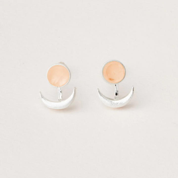 Moon Phase Ear Jacket / Sunstone & Silver