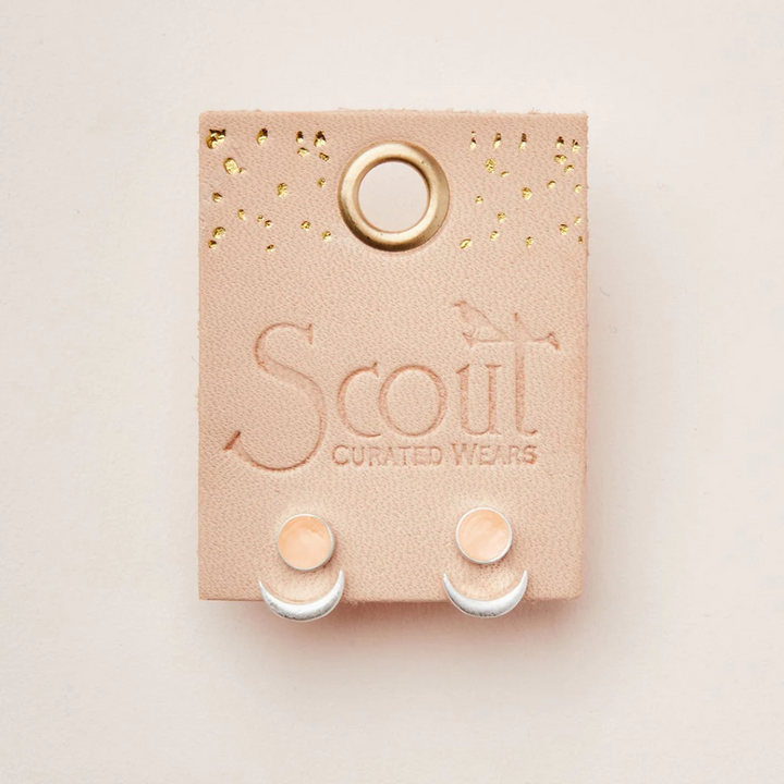 Moon Phase Ear Jacket / Sunstone & Silver