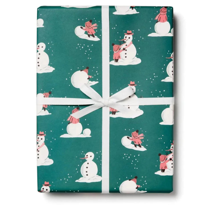 Building Snowman Gift Wrap Sheet
