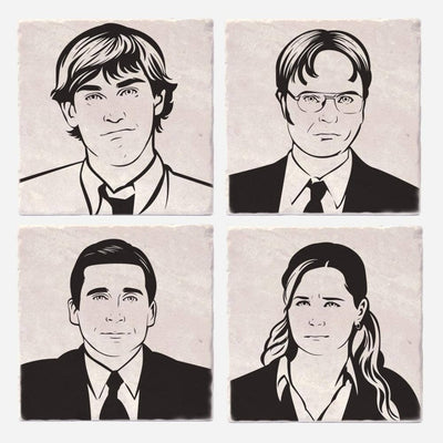 Set of 4 Versatile coasters with the office characters. 