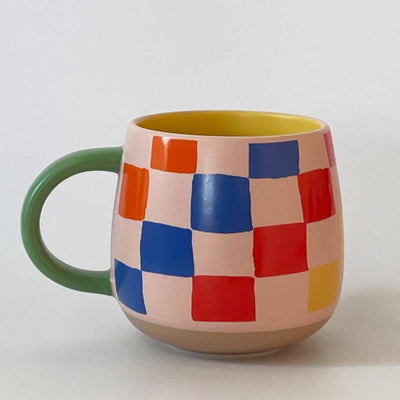 Rainbow Checks Ceramic Mug