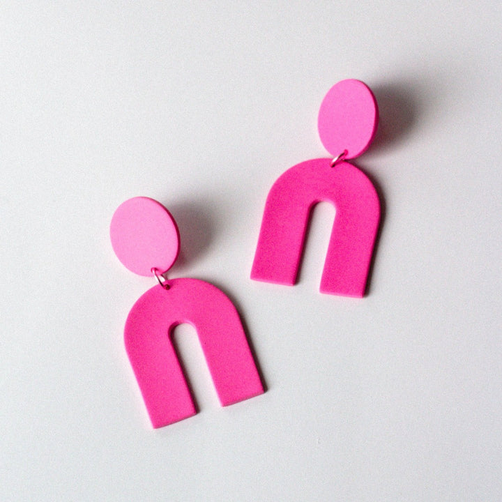 Pink Arch Dangle Earrings