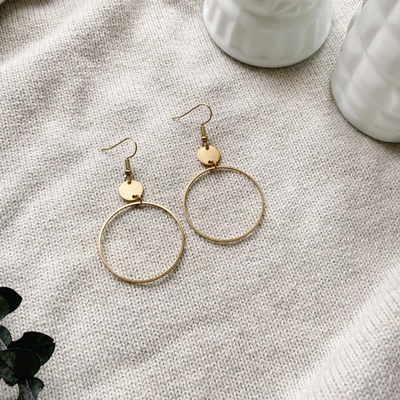 Art Deco Circle Brass Earrings