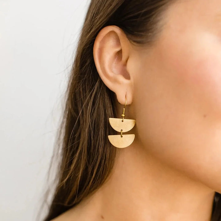 Brass Half Moon Earrings