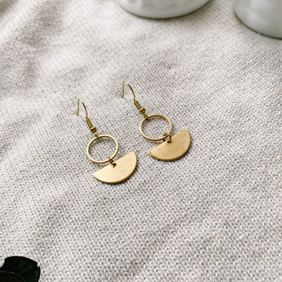 Mini Circle Brass Earrings