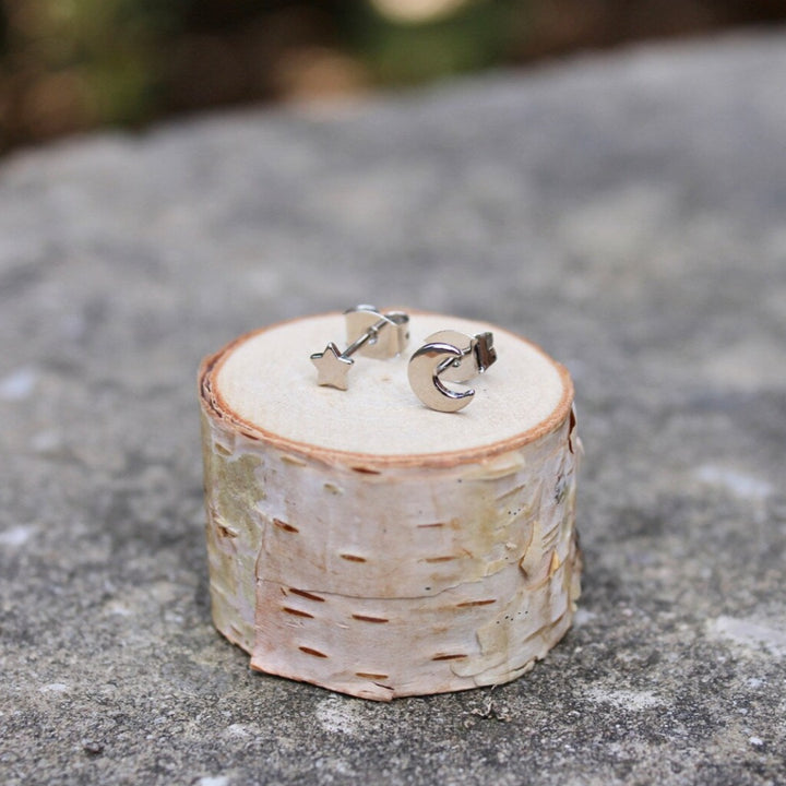 Star Moon Studs / Silver