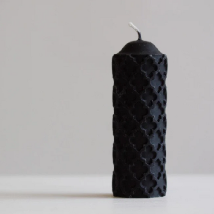 Black Medieval Window Beeswax Candle