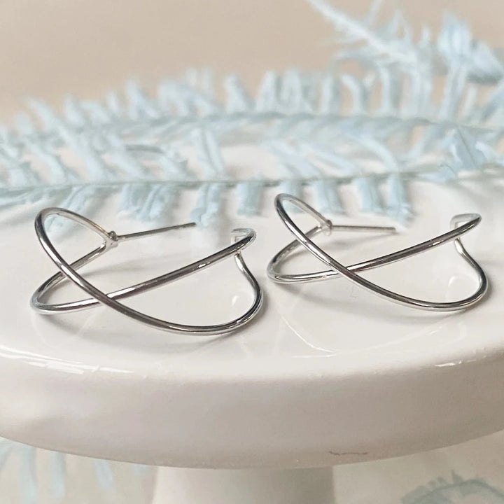 Silver Helix Hoops